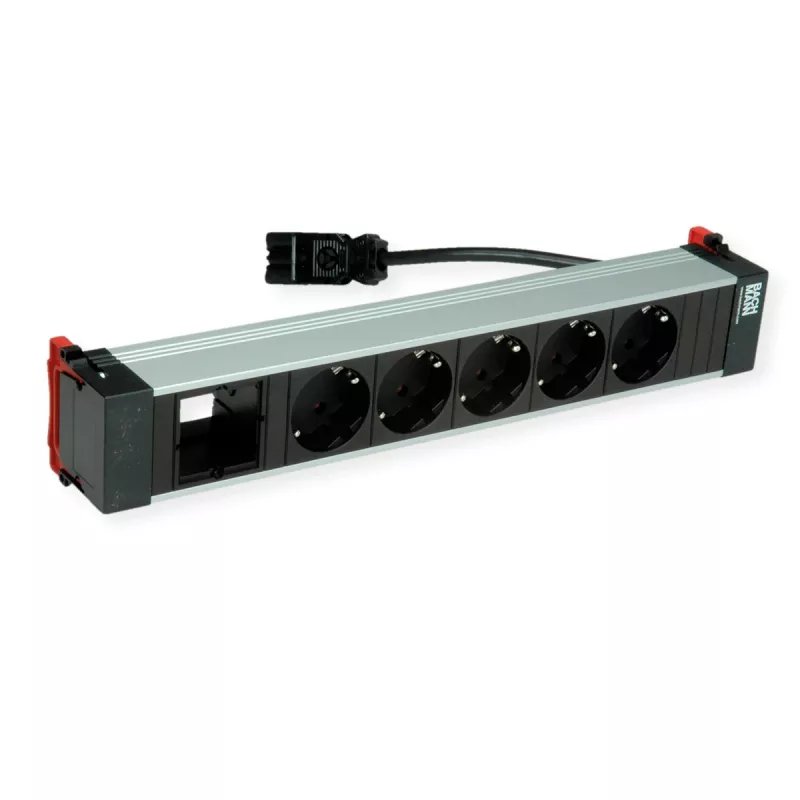 Bachmann POWER FRAME 5x Schuko-pistorasia 1x moduulipaikka 0,2m GST18i3 musta