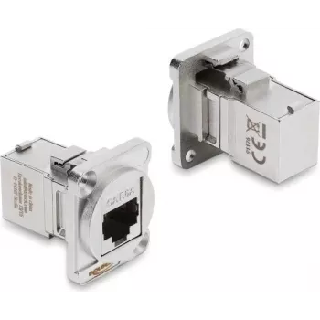 Delock D-Type -moduuli RJ45 naaras-naaras 90° kulma Cat.6A hopea