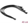 Delock tuuletinkaapelin jakaja 1 x 4-pin PWM naaras uros + 3 x 4-pin uros (3 pinniä kytketty) kaapelipäällysteellä 40 cm musta