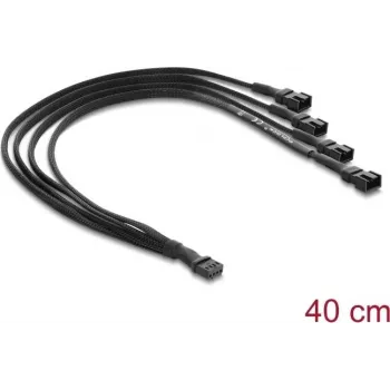 Delock tuuletinkaapelin jakaja 1 x 4-pin PWM naaras uros + 3 x 4-pin uros (3 pinniä kytketty) kaapelipäällysteellä 40 cm musta