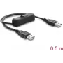 Delock USB-virtakaapeli Type-A uros-uros kytkimellä 0,5 m