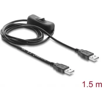 Delock USB-virtakaapeli Type-A uros-uros kytkimellä 1,5 m