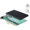 Delock PCI Express 5.0 x16 -kortti 4 x sisäiselle NVMe M.2 Key M:lle jäähdytyselementillä - bifurkointi