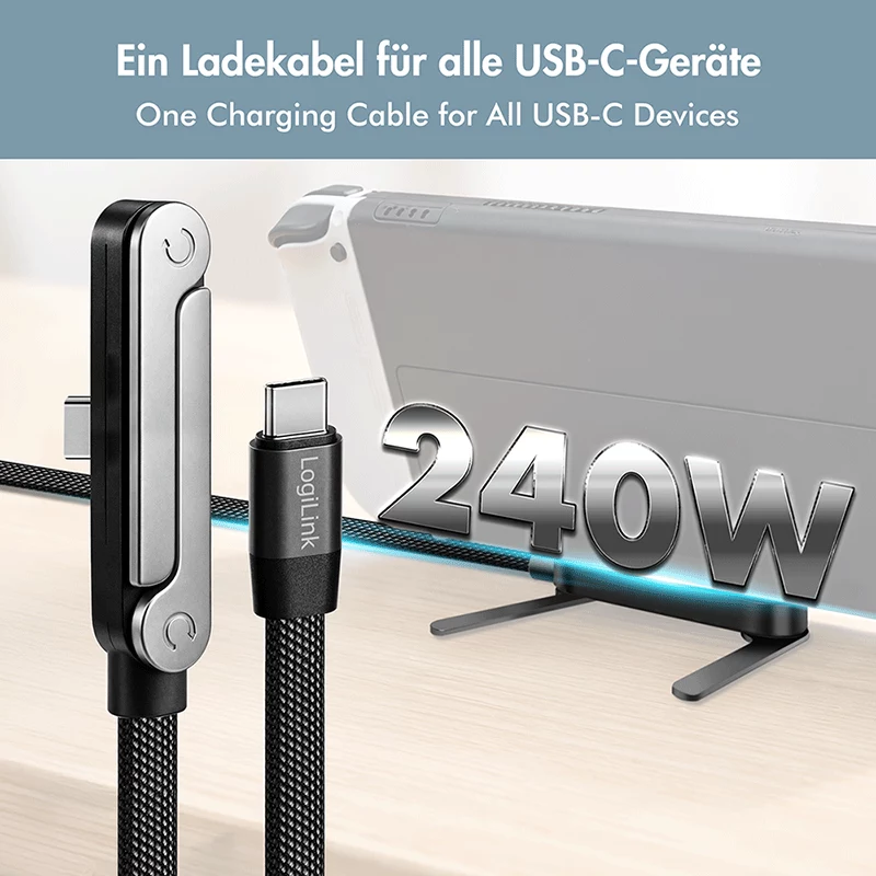 LogiLink USB 2.0 Type-C kaapeli C/uros C/uros 480 Mbps 240W litteä musta 1,5 m