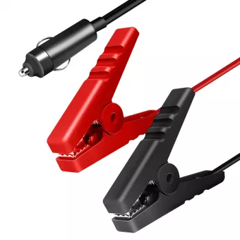 LogiLink CP0400 12V DC virtasovitinkaapeli savukkeensytytinpistokkeella ja hauenleuoilla, 2 m, 10A, musta/punainen