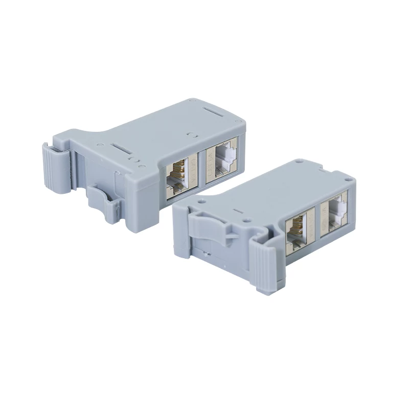 LogiLink DIN-kiskoasennusadapteri, jossa 2 Cat.6A suojattua inline-liitintä, 10G, PoE++ (MP0079)