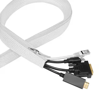 LogiLink kaapelinsuojaputki vetoketjulla, polyesteri, 50 mm halkaisija, valkoinen, 2 m