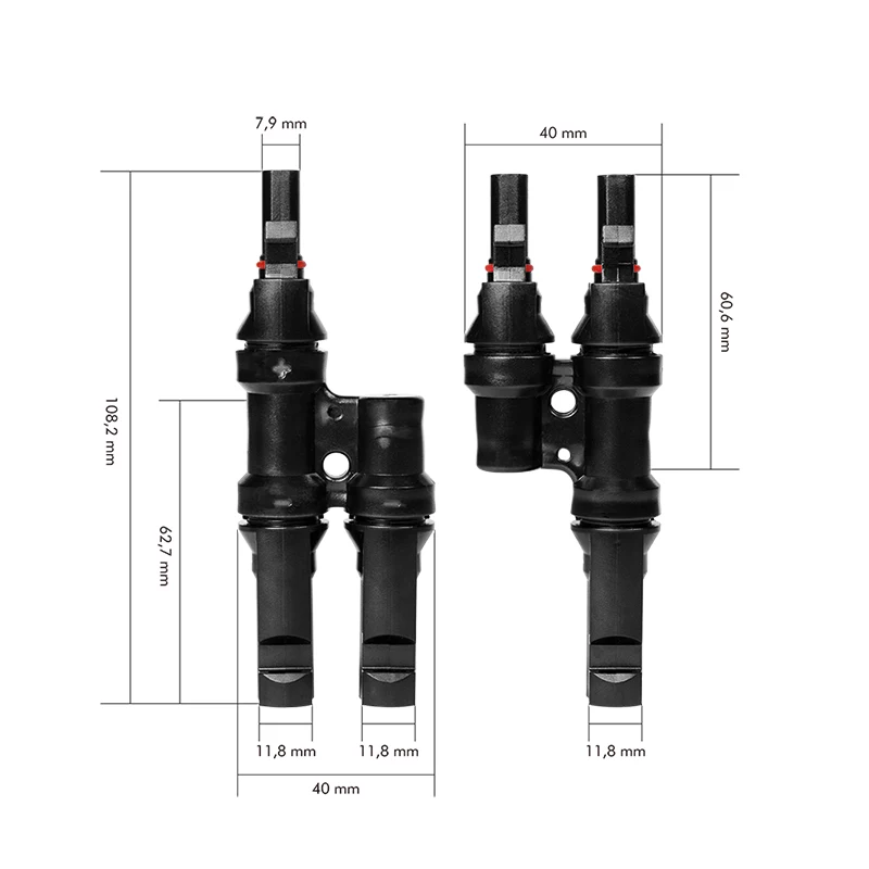 LogiLink aurinko Y-liitinsarja, 2 kpl, MC4-yhteensopiva, pistoke ja liitin, PVC, musta
