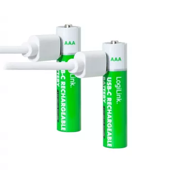 LogiLink LR03RCB2 USB-C ladattavat AAA Li-Ion -paristot, 1,5V, 2 kpl:n pakkaus
