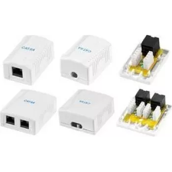 LogiLink Cat.6A pinta-asennettava kojerasia 1 RJ45-portilla, valkoinen (RAL 9003)