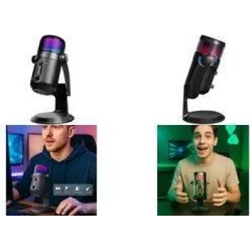 LogiLink HS0058 USB-kondensaattorimikrofoni RGB-valolla, 192 kHz, musta