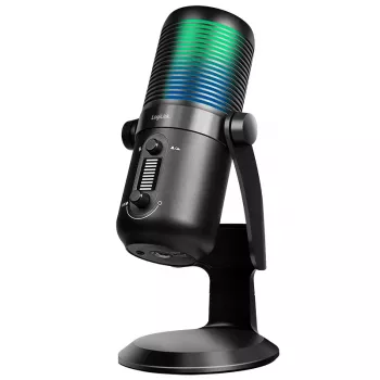 LogiLink USB-kondensaattorimikrofoni RGB-valolla, herttakuvio, 20 Hz - 20 kHz, musta (HS0059)