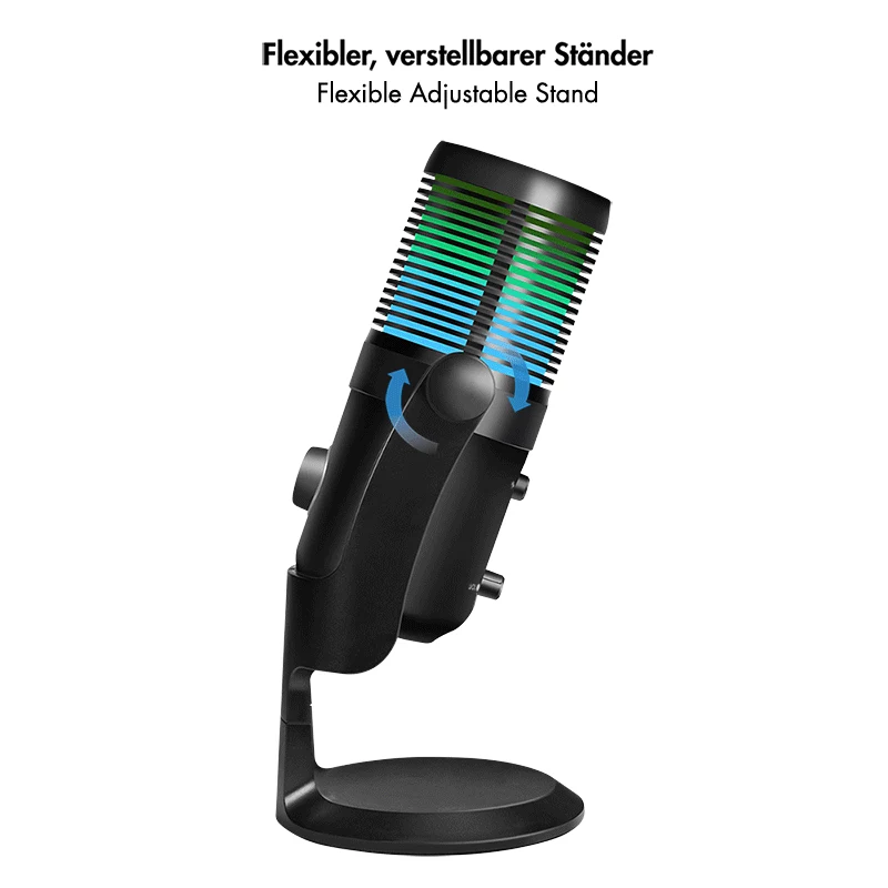 LogiLink USB-kondensaattorimikrofoni RGB-valolla, herttakuvio, 20 Hz - 20 kHz, musta (HS0059)