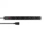 LogiLink 19 tuuman 1U rack-PDU 12x IEC C13 pistorasialla, 10A, ylikuormitussuojalla