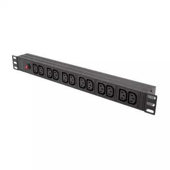 LogiLink 19 tuuman 1U rack-PDU 12x IEC C13 pistorasialla, 10A, ylikuormitussuojalla