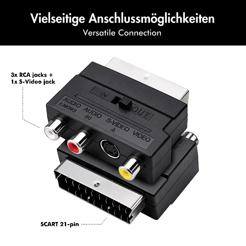 LogiLink SCART - RCA/S-Video adapteri kytkimellä, musta