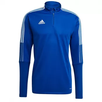 adidas Tiro 21 miesten treenipaita Team Royal Blue/valkoinen pitkähihainen puolivetoketjullinen collegepaita XL