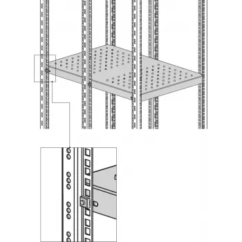 EFB Elektronik raskaan sarjan kiinteä hylly 6U sivuasennus 200 kg vaaleanharmaa RAL 7035