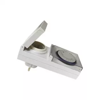 LogiLink ET0006 mekaaninen ajastin ulkokäyttöön, IP44, 3680 W, 16 A, päiväohjelma, 96 segmenttiä, 15 minuutin välit, Schuko, musta/harmaa