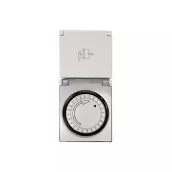 LogiLink ET0006 mekaaninen ajastin ulkokäyttöön, IP44, 3680 W, 16 A, päiväohjelma, 96 segmenttiä, 15 minuutin välit, Schuko, musta/harmaa