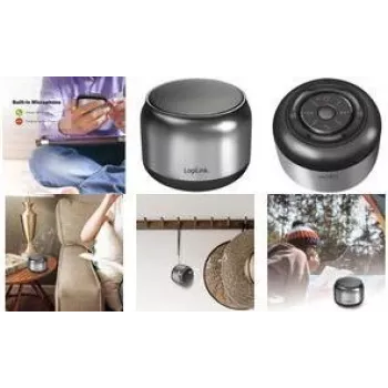 LogiLink SP0063H Bluetooth 5.1 TWS kannettava kaiutin, tummanharmaa/musta, handsfree-toiminto, 10 m kantama