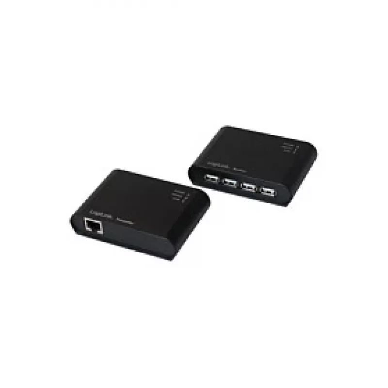 LogiLink USB 2.0 Cat.5 -jatko 4-porttisella keskitimellä, 50 m, musta