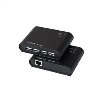 LogiLink USB 2.0 Cat.5 -jatko 4-porttisella keskitimellä, 50 m, musta