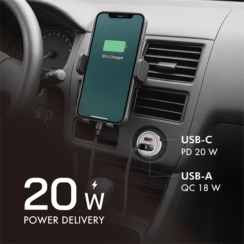 LogiLink USB-autolaturi, 2 porttia, 20W pikalataus, hopea