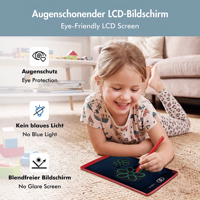 LogiLink LCD-kirjoitustaulu 8,5 tuumaa, punainen, 2 magneetilla