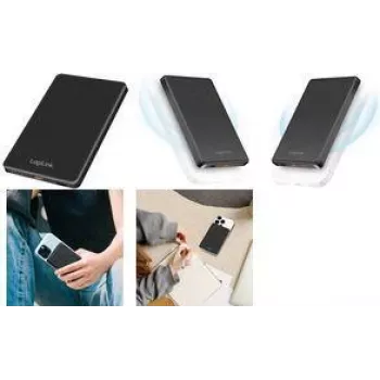 LogiLink PA0352 magneettinen langaton varavirtalähde 5000 mAh 20W PD USB-C musta