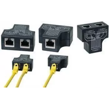 LogiLink RJ45-portin jakaja, T-adapteri, 1x RJ45 naaras - 2x RJ45 naaras, 10/100 BaseT, musta (MP0137)