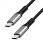 LogiLink USB 2.0 Type-C -kaapeli, C/M - C/M, 480 Mbps, 240W, nylon, metalli, musta/hopea, 0,5 m