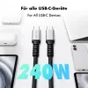 LogiLink USB 2.0 Type-C -kaapeli, C/M - C/M, 480 Mbps, 240W, nylon, metalli, musta/hopea, 0,5 m