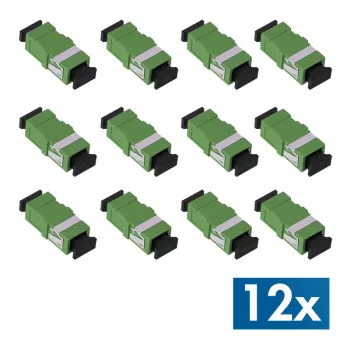 LogiLink FA01SC8 SC Simplex APC kuituadapteri, laipaton, vihreä, 12 kpl:n pakkaus