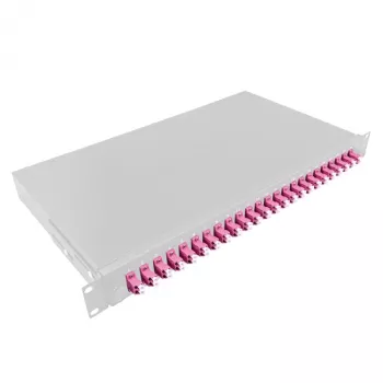 LogiLink F24LC4G 24-porttinen LC Duplex kuitu-patchpaneeli, 1U 19 inch räkkikiinnitys, harmaa teräs