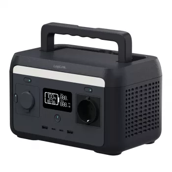 LogiLink kannettava voimala 300W LiFePO4-akku, 288Wh puhdas siniaalto, 60W USB-C PD, QC3.0, Solar Ready