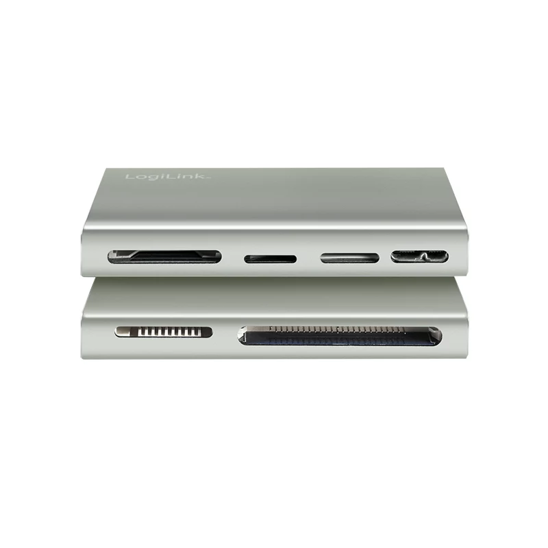 LogiLink USB 3.2 Gen1 5-in-1 kortinlukija, metallikotelo, hopea
