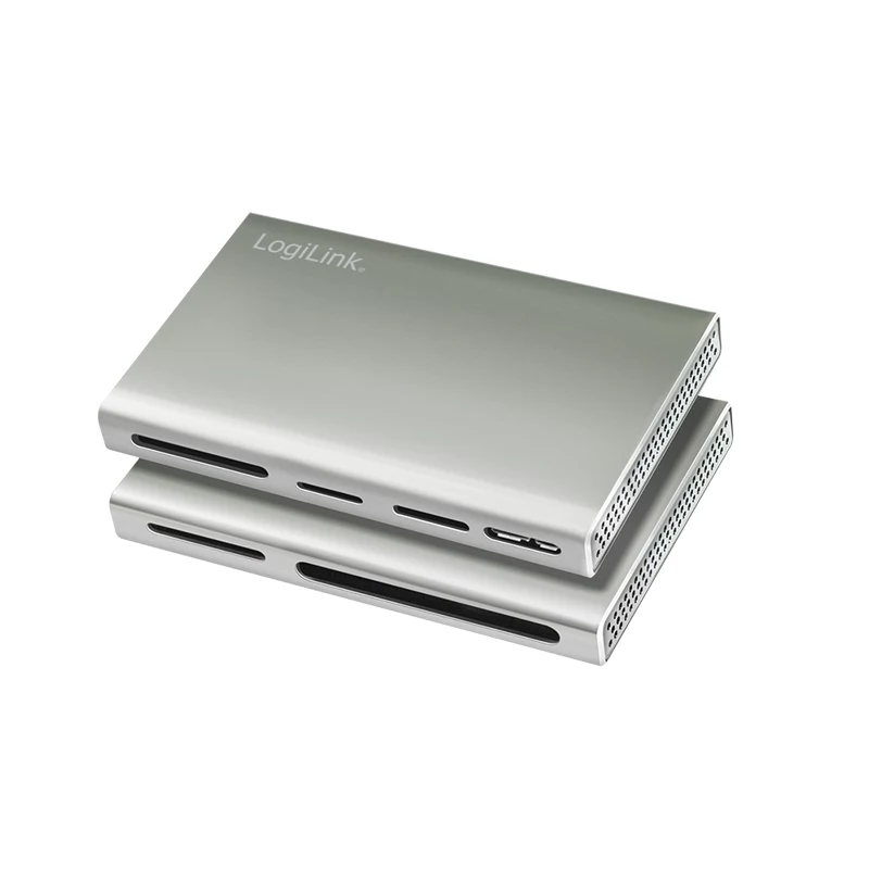 LogiLink USB 3.2 Gen1 5-in-1 kortinlukija, metallikotelo, hopea