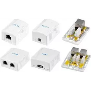 LogiLink Cat.6A suojattu pinta-asennusrasia, 1x RJ45, valkoinen RAL 9003, 10G, työkaluton, PoE++
