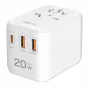 LogiLink PA0356 USB-A/C matkalaturi 20W GaN 3-porttia valkoinen