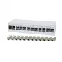 LogiLink NK4093 työpöytä-patchpaneeli Cat.6A, 12 porttia, vaaleanharmaa (RAL 7035), suojattu, ruuviton teräs