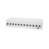 LogiLink NK4093 työpöytä-patchpaneeli Cat.6A, 12 porttia, vaaleanharmaa (RAL 7035), suojattu, ruuviton teräs
