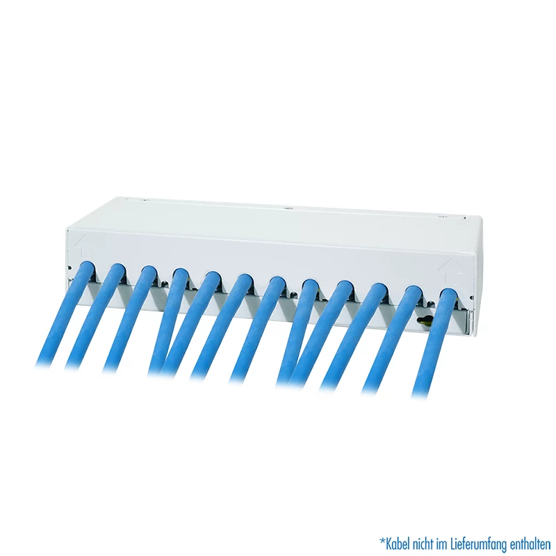 LogiLink NK4093 työpöytä-patchpaneeli Cat.6A, 12 porttia, vaaleanharmaa (RAL 7035), suojattu, ruuviton teräs