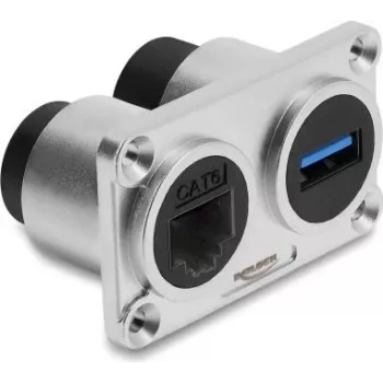 Delock Dual Panel Mount Socket USB 5 Gbps Type-A Female + RJ45 Female Cat.6 hopea