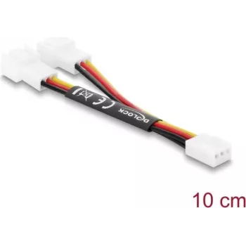 Delock Y-Fan-kaapeli 1 x 3-Pin naaras 2 x 3-Pin uros 10 cm