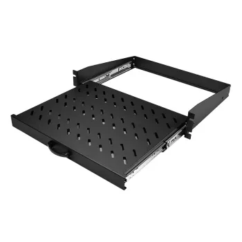 LogiLink 19 tuuman ulosvedettävä konsolihylly 2U, 350 mm syvyys, 30 kg kuormitus, musta