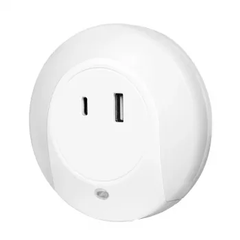 LogiLink LED-yövalo hämärätunnistimella, 1x USB-A & 1x USB-C, 18W kokonaisteho