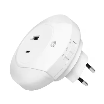LogiLink LED-yövalo hämärätunnistimella, 1x USB-A & 1x USB-C, 18W kokonaisteho