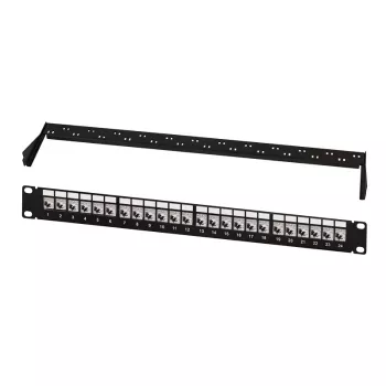 LogiLink Modular 24-porttinen Cat.6A Keystone-patchpaneeli, 19 tuumaa/1U, musta, EconLine