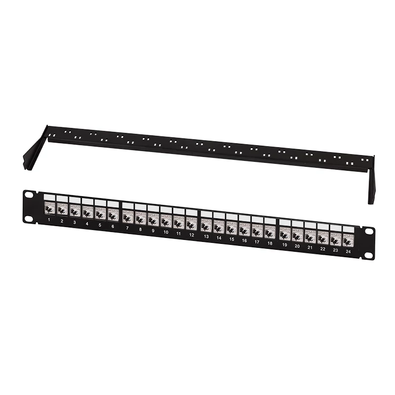 LogiLink Modular 24-porttinen Cat.6A Keystone-patchpaneeli, 19 tuumaa/1U, musta, EconLine